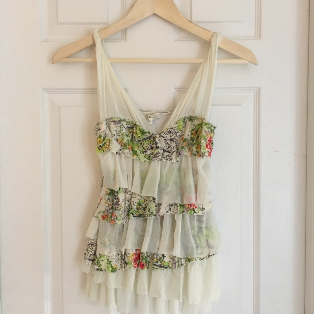 🍀 { Anthro} Weston Wear SF Floral Ruffle Top